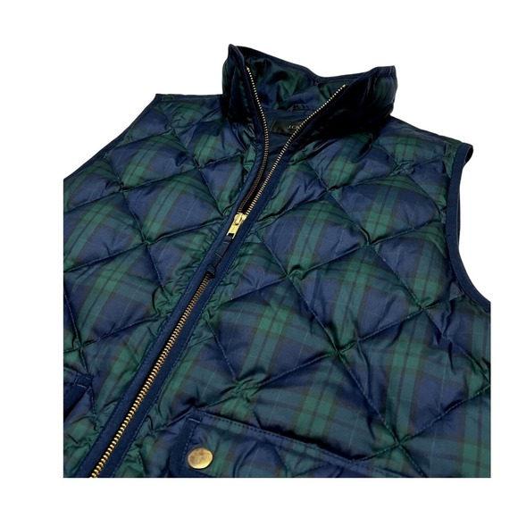 J.Crew Plaid Down Filled Puffer Vest Jacket Gorpcore Outdoor Preppy Womens Sz. M - Picture 1 of 8